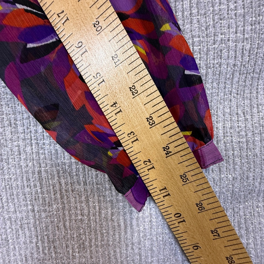 Desigual Sz M Floral Print Blouse Button Down LS Multicolor Sheer Statement - Picture 15 of 16